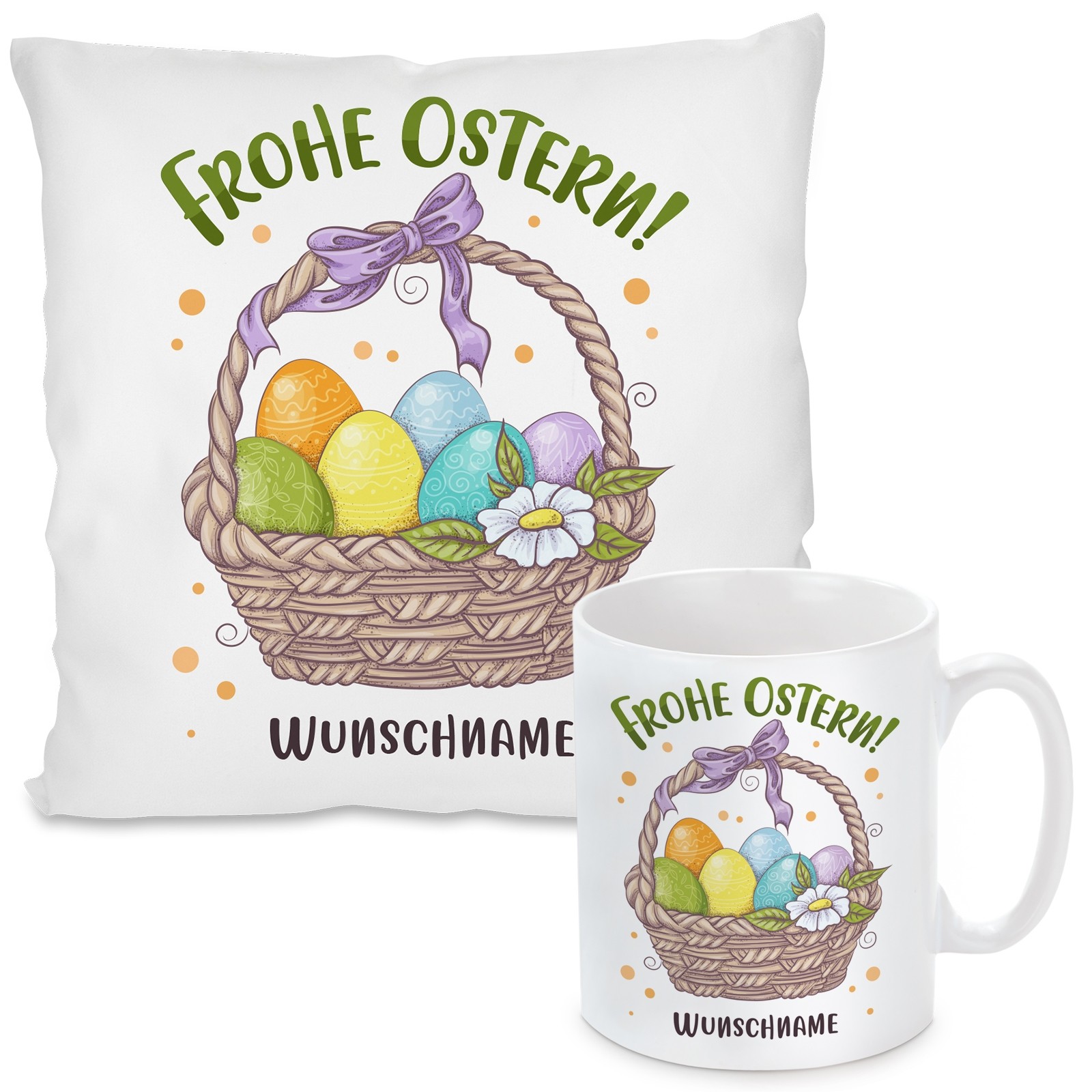 Kissen oder Tasse: Frohe Ostern! (personalisierbar)