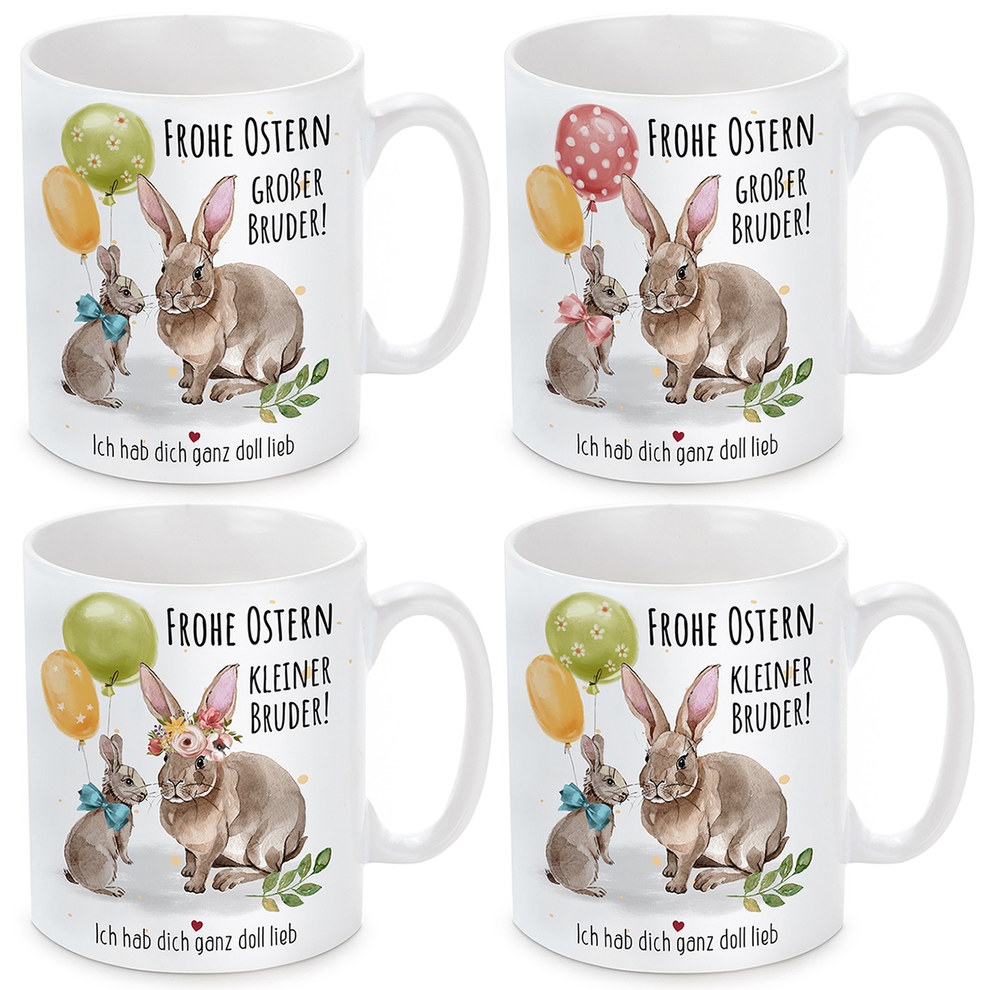 Tasse mit Motiv - Frohe Ostern Bruder! (kleiner Bruder - großer Bruder)