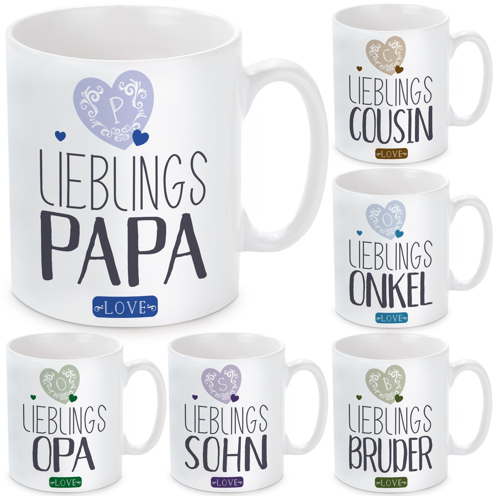 Tasse mit Motiv - Lieblings- Opa / Papa / Bruder / Sohn / Onkel / Cousin.