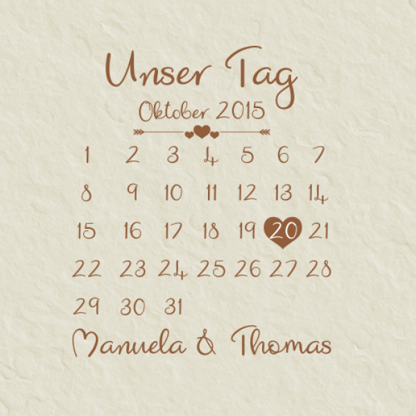 Wandtattoo "Unser Tag" mit Wunschdatum und Wunschnamen