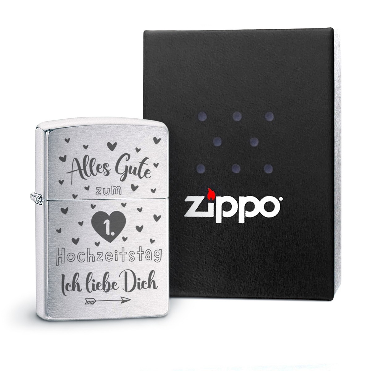 Original Zippo Benzinfeuerzeug: Alles Gute zum Hochzeitstag