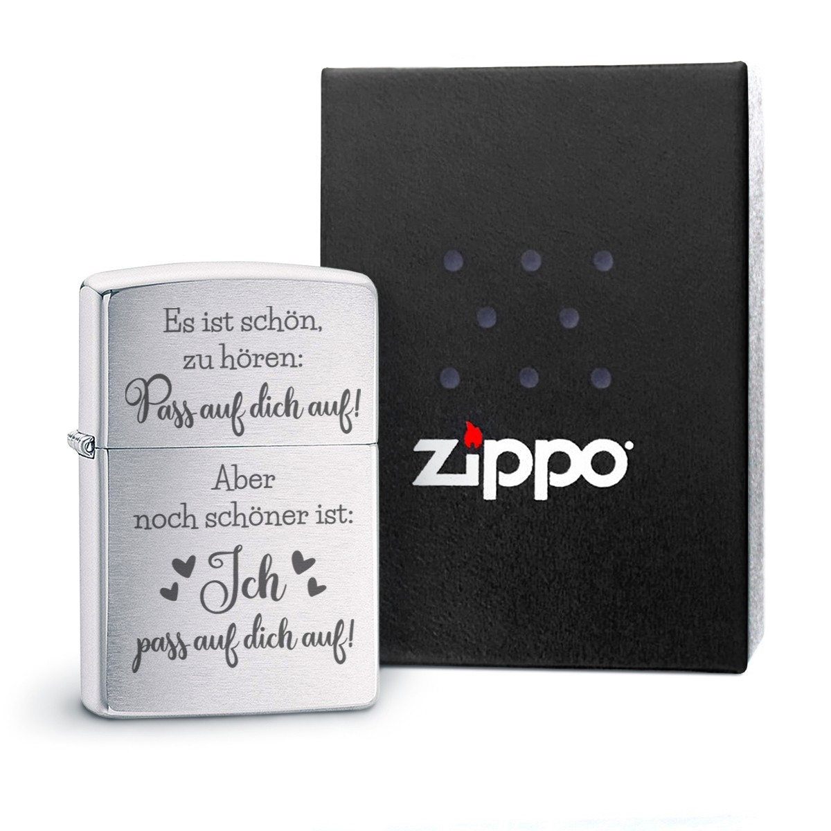 Original Zippo Benzinfeuerzeug: Pass auf dich auf!