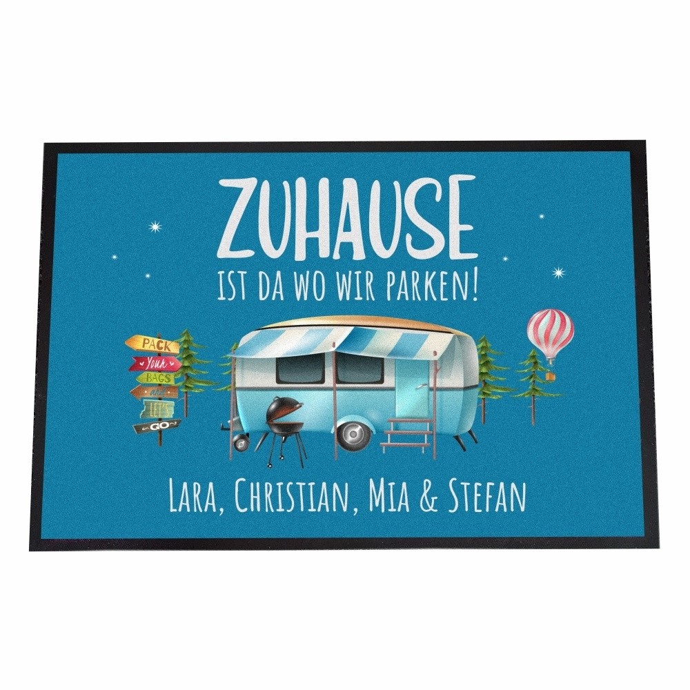 Fußmatte Camper "Zuhause ist da wo wir parken!" - personalisiert