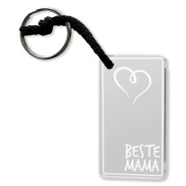 Gravur Acryl Schlüsselanhänger mit reißfester Schnur | Beste Mama | Liebes Schlüsselanhänger als Geschenk für die Mutter | hochwertige Lasergravur | Geburtstag | Muttertag