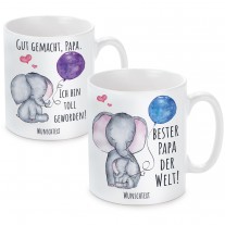 Set (2 Stück) -Tasse mit Motiv - Bester Papa der Welt! - Gut gemacht Papa. Ich bin Toll geworden! (personalisierbar)