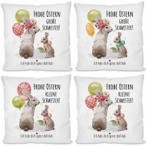 Kissen mit Motiv - Frohe Ostern Schwester! (kleine Schwester - große Schwester)