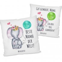 Set (2 Stück) - Kissen mit Motiv - Beste Mama der Welt! - Gut gemacht Mama. Ich bin Toll geworden! (personalisierbar)