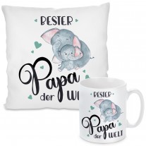 Kissen oder Tasse mit Motiv - Bester Papa der Welt!