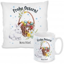 Kissen oder Tasse: Frohe Ostern! (personalisierbar)