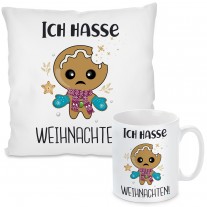 Kissen oder Tasse mit Motiv - Ich hasse Weihnachten!