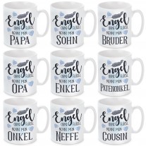 Tasse mit Motiv - Engel ohne Flügel nennt man Papa / Sohn / Opa / Enkel / Onkel / Neffe / Bruder / Cousin / Patenonkel.