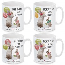 Tasse mit Motiv - Frohe Ostern Schwester! (kleine Schwester - große Schwester)