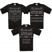 Familienshirts schwarz oder weiß - 2er 3er 4er oder 5er Set - Kinder und die Regeln