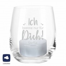 Windlicht mit Gravur "Ich brenne nur für Dich" Personalisierbar