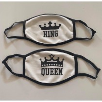 2er Set Mund Nase Maske King & Queen mit Gummizug