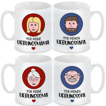  Tasse "Für meine Lieblingsoma/Lieblingsmama" & "Für meinen Lieblingsopa/Lieblingspapa"