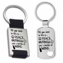 Schlüsselanhänger: Peace, happyness & wine