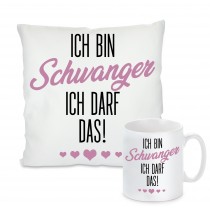 Kissen oder Tasse: Ich bin schwanger, ich darf das 