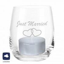 Windlicht "Just Married mit Herzen"