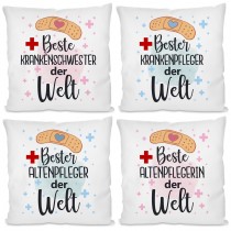 Kissen mit Motiv - Beste / bester Krankenschwester / Krankenpfleger / Altenpfleger / Altenpflegerin der Welt.