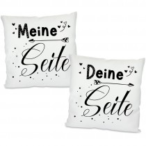 Partner-Kissen: Meine Seite - Deine Seite (2 Stück)