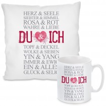 Kissen oder Tasse: DU und ICH (Rosa-Rot)