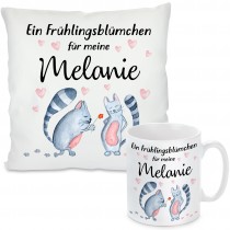 Kissen oder Tasse: Frühlingsblümchen (personalisierbar)