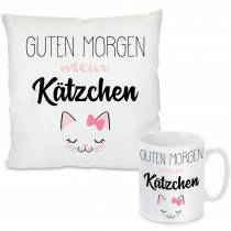 Kissen oder Tasse mit Motiv - Guten Morgen mein Kätzchen