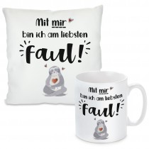 Kissen oder Tasse: Mit mir bin ich am liebsten faul