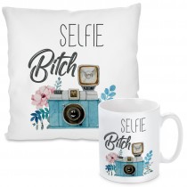 Kissen oder Tasse mit Motiv - Selfie-Bitch.