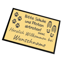 personalisierte Fußmatte | Türmatte mit Wunschname | 60x40cm | Bitte Schuhe und Pfoten abtreten! | für innen und außen | Vorleger für die Haustür / Flur | Geschenk zur ersten Wohnung | Einweihung