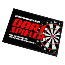 Fußmatte | Türmatte mit Spruch | 60x40cm | Hier wohnt ein Dartspieler mit dem besten Treffer seines Lebens | für innen und außen | Vorleger für die Haustür / Flur | Geschenk zur ersten Wohnung