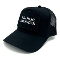 Trucker Mesh Cap mit Spruch auf Patch | Ich hasse Menschen | Farbwahl | Unisex Baseball Mütze | hochwertiger Druck | OneSize durch verstellbaren Klipp-Verschluss |