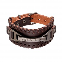 Lederarmband mit Edelstahl Gravurplatte