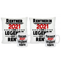 Kissen oder Tasse: Rentner / Rentnerin 2021 Eine Legende geht in Rente