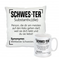 Kissen oder Tasse: SCHWES-TER SCHWESTER ENGEL WELTBESTE