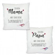 Kissen mit Motiv Modell: Superkräfte - Für Mama oder Papa