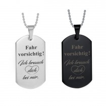 Halskette Dogtag - Fahr vorsichtig 