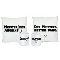 Kissen oder Tassen Set: MEISTERS DES ANGELNS / DES MEISTER BESTER FANG