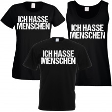 Funshirt weiß oder schwarz - als Tanktop, Damen- oder Herrenshirt - Ich hasse Menschen