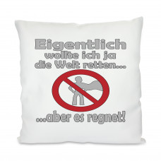 Kissen mit Motiv Modell: Die Welt retten