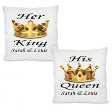 Kissen 2er Set mit Motiv Modell: His Queen - Her King mit Wunschtext