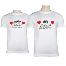 Partner T-Shirts bedruckt mit Namen & Datum