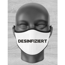 Mund Nase Maske Kind mit "DESINFIZIERT" Motiv und Gummizug