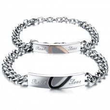 2x Edelstahl Partner Armband Herz 