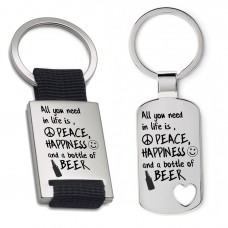 Schlüsselanhänger: Peace, happyness & beer