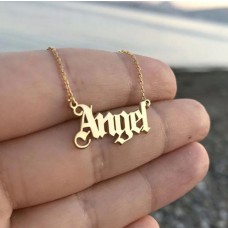 Halskette mit Angel / Engel Aufschrift