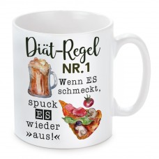 Tasse: Diät-Regel Nr. 1: Wenn es schmeckt, spuck es wieder aus! (Pizza)