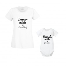 Familienshirts - Immer müde / Niemals müde - Partnerlook Set