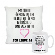 Kissen oder Tasse: Ich liebe dich 